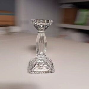 Candlestick Holder Fluted Column Lead Crystal clear Glossy 5.5" tall
